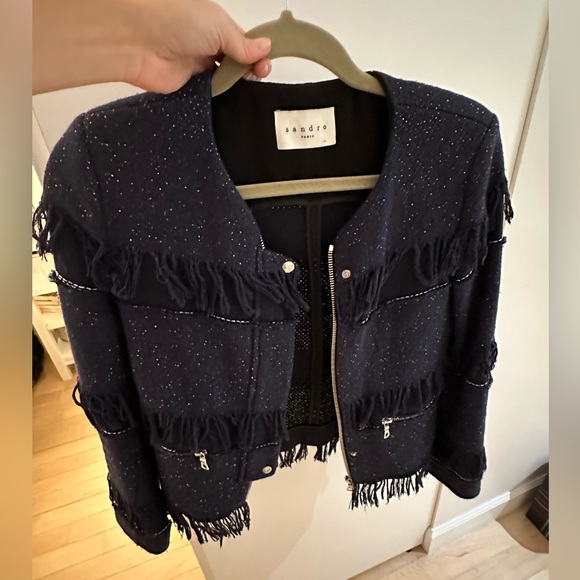Sandro Frindge Jacket size 2/36 color navy - Picture 7 of 11